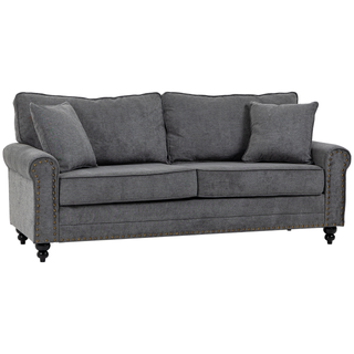 2 Seater Sofas for Living Room, Fabric Sofa with Nailhead Trim, Loveseat with Cushions and Throw Pillows, Grey - Giant Lobelia