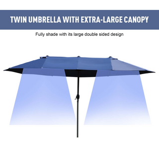 4.6m Garden Parasol Double-Sided Sun Umbrella Patio Market Shelter Canopy Shade Outdoor Blue - NO BASE - Giant Lobelia