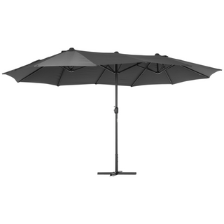 4.6m Garden Parasol Double-Sided Sun Umbrella Patio Market Shelter Canopy Shade Outdoor with Cross Base – Grey - Giant Lobelia