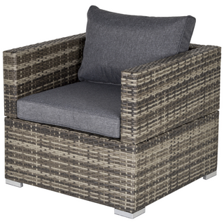 Outdoor Patio Furniture Single Rattan Sofa Chair Padded Cushion All Weather for Garden Poolside Balcony Deep Grey - Giant Lobelia