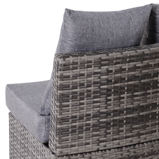 Rattan Garden Furniture 4 Seaters Half-round Patio Outdoor Sofa & Table Set Wicker Weave Conservatory Cushioned Seat with Pillow - Grey - Giant Lobelia