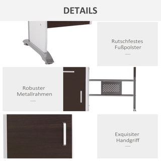 HOMCOM Computer Desk with Sliding Keyboard Tray Storage Drawers and Host Box Shelf Home Office Workstation (Black walnut) - Giant Lobelia