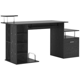 Computer Desk PC Workstation with Drawer Shelves CPU Storage Rack Home Office Furniture (BLACK) - Giant Lobelia