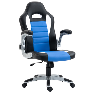 Racing Gaming Chair, PU Leather Computer Desk Chair, Height Adjustable Swivel Chair With Tilt Function and Flip Up Armrests, Blue - Giant Lobelia