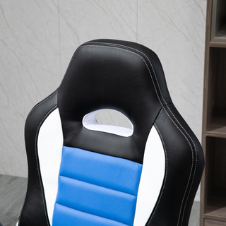 Racing Gaming Chair, PU Leather Computer Desk Chair, Height Adjustable Swivel Chair With Tilt Function and Flip Up Armrests, Blue - Giant Lobelia