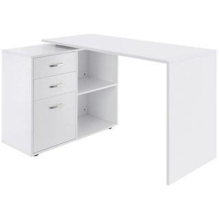 Computer Desk Table Workstation Home Office L Shape Drawer Shelf File Cabinet White - Giant Lobelia