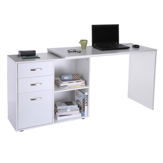 Computer Desk Table Workstation Home Office L Shape Drawer Shelf File Cabinet White - Giant Lobelia