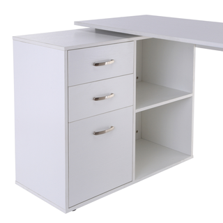 Computer Desk Table Workstation Home Office L Shape Drawer Shelf File Cabinet White - Giant Lobelia