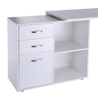 Computer Desk Table Workstation Home Office L Shape Drawer Shelf File Cabinet White - Giant Lobelia