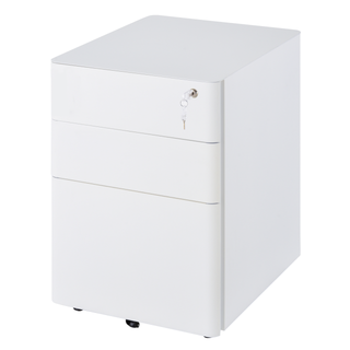 Vinsetto Fully Assembled 3 Drawer Steel Metal Filing Cabinet Lockable Rolling Vertical File Cabinet White - Giant Lobelia