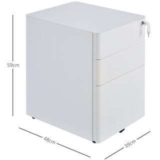 Vinsetto Fully Assembled 3 Drawer Steel Metal Filing Cabinet Lockable Rolling Vertical File Cabinet White - Giant Lobelia