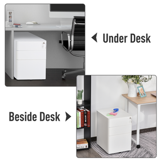 Vinsetto Fully Assembled 3 Drawer Steel Metal Filing Cabinet Lockable Rolling Vertical File Cabinet White - Giant Lobelia