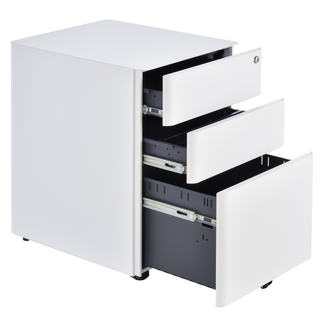 Vinsetto Fully Assembled 3 Drawer Steel Metal Filing Cabinet Lockable Rolling Vertical File Cabinet White - Giant Lobelia