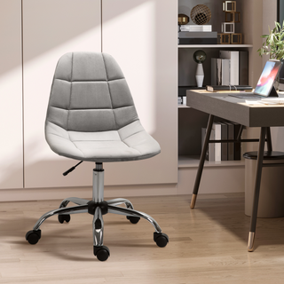 Vinsetto Ergonomic Office Chair with Adjustable Height and Wheels Velvet Executive Chair Armless for Home Study Bedroom Grey - Giant Lobelia