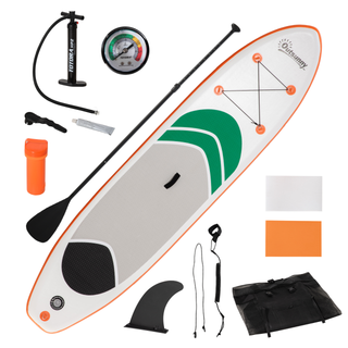 10'6" x 30" x 6" Inflatable Non-Slip Paddle Stand Up Board w/ Adjustable Aluminium Paddle, ISUP Accessories, Carry Bag, 320L x 76W x 15H cm - White - Giant Lobelia