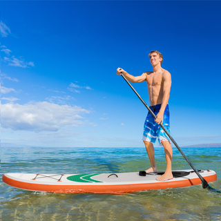 10'6" x 30" x 6" Inflatable Non-Slip Paddle Stand Up Board w/ Adjustable Aluminium Paddle, ISUP Accessories, Carry Bag, 320L x 76W x 15H cm - White - Giant Lobelia