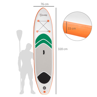 10'6" x 30" x 6" Inflatable Non-Slip Paddle Stand Up Board w/ Adjustable Aluminium Paddle, ISUP Accessories, Carry Bag, 320L x 76W x 15H cm - White - Giant Lobelia