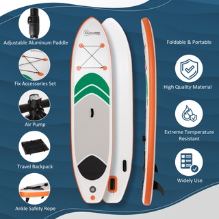 10'6" x 30" x 6" Inflatable Non-Slip Paddle Stand Up Board w/ Adjustable Aluminium Paddle, ISUP Accessories, Carry Bag, 320L x 76W x 15H cm - White - Giant Lobelia