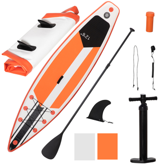 10'6" x 30" x 6" Inflatable Paddle Stand Up Board, Adjustable Aluminium Paddle, Non-Slip Deck Board w/ ISUP Accessories, Carry Bag, 320Lx76Wx15Hcm - White - Giant Lobelia