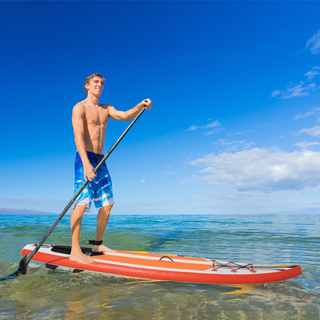 10'6" x 30" x 6" Inflatable Paddle Stand Up Board, Adjustable Aluminium Paddle, Non-Slip Deck Board w/ ISUP Accessories, Carry Bag, 320Lx76Wx15Hcm - White - Giant Lobelia