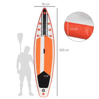 10'6" x 30" x 6" Inflatable Paddle Stand Up Board, Adjustable Aluminium Paddle, Non-Slip Deck Board w/ ISUP Accessories, Carry Bag, 320Lx76Wx15Hcm - White - Giant Lobelia