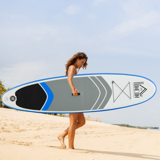 10ft Inflatable Paddleboard Stand Up Paddle Board SUP Accessories Carry Bag Non-Slip Deck Adj Paddle Pump Leash Blue - Giant Lobelia