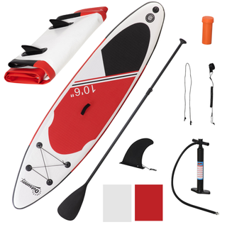 10' x 30" x 6" Inflatable Paddle Stand Up Board, Non-Slip Deck Board w/ Aluminium Paddle, ISUP Accessories, Carry Bag, 305L x 76W x 15Hcm - White - Giant Lobelia