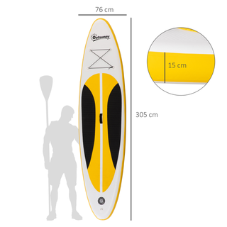 10' x 30" x 6" Inflatable Paddle Stand Up Board, 1.65-2.15M Adjustable Aluminium Paddle Non-Slip Deck Board, with ISUP Accessories & Carry Bag, 305L x 76W x 15H cm, White - Giant Lobelia