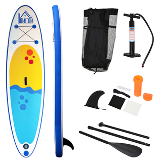 10' x 30" x 4" Inflatable Paddle Stand Up Board, Adjustable Aluminium Paddle Non-Slip Deck Board, with ISUP Accessories & Carry Bag, 305L x 76W x 10H cm -Blue - Giant Lobelia