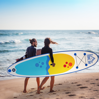 10' x 30" x 4" Inflatable Paddle Stand Up Board, Adjustable Aluminium Paddle Non-Slip Deck Board, with ISUP Accessories & Carry Bag, 305L x 76W x 10H cm -Blue - Giant Lobelia