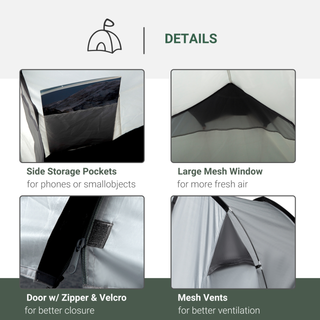 1-2 Man Camping Tunnel Tent  w/ Rain Fly Porch Mesh Window Double Layer Shelter Hiking Home Backpacking Vestibule Lightweight Fishing - Giant Lobelia