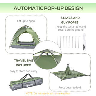 2 Man Pop Up Tent Camping Festival Hiking Family Travel Shelter Portable Double Layer Automatic Outdoor - Giant Lobelia