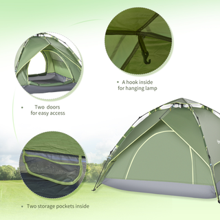 2 Man Pop Up Tent Camping Festival Hiking Family Travel Shelter Portable Double Layer Automatic Outdoor - Giant Lobelia