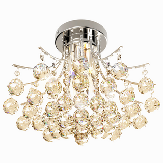 3 Lights Mordern Style Ceiling Chandelier Pendant Crystal Light w/ Transparent K9 Crystal Droplets D40 X 28H (CM) - Giant Lobelia