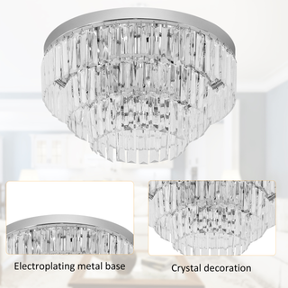 Round Crystal Ceiling Lamp 7 Lights Chandelier Mounted Fixture For Living Room Dining Room Hallway Modern - Giant Lobelia