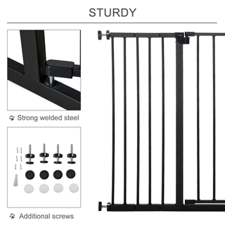 PawHut Dog Gate Pet Safety Gate Stair Barrier Pressure Fit Adjustable 76-82/86-97/101-107 cm, Black - Giant Lobelia