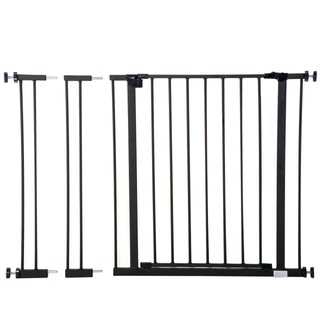 PawHut Dog Gate Pet Safety Gate Stair Barrier Pressure Fit Adjustable 76-82/86-97/101-107 cm, Black - Giant Lobelia