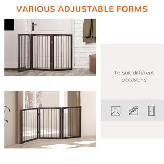 PawHut Folding 3 Panel Pet Gate Wooden Foldable Dog Fence Indoor Free Standing Safety Gate Portable Separation Pet Barrier Guard - Giant Lobelia