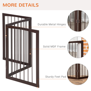 PawHut Folding 3 Panel Pet Gate Wooden Foldable Dog Fence Indoor Free Standing Safety Gate Portable Separation Pet Barrier Guard - Giant Lobelia