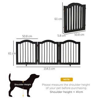 PawHut Freestanding Pet Gate Wooden Dog Gate with Support Feet Foldable Pet Fence Safety Barrier for the House Doorway Stairs Black - Giant Lobelia