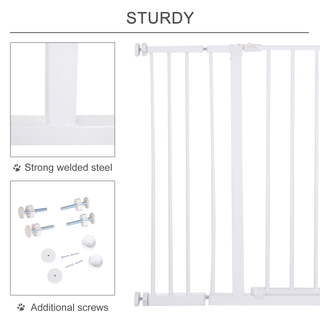 PawHut Dog Gate Pet Safety Gate Stair Barrier Pressure Fit Adjustable 76-82/86-97/101-107 cm, White - Giant Lobelia