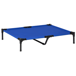 PawHut Raised Dog Bed Cat Elevated Lifted Portable Camping w/ Metal Frame Blue (Large) - Giant Lobelia