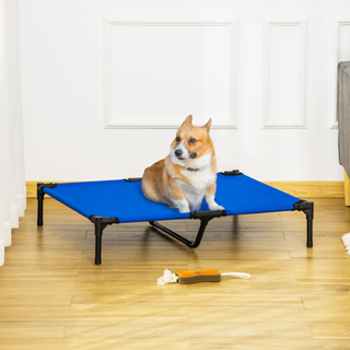 PawHut Raised Dog Bed Cat Elevated Lifted Portable Camping w/ Metal Frame Blue (Large) - Giant Lobelia