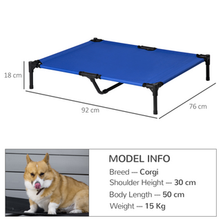 PawHut Raised Dog Bed Cat Elevated Lifted Portable Camping w/ Metal Frame Blue (Large) - Giant Lobelia