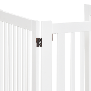 PawHut Freestanding Dog Gate Wood Doorway Safety Pet Barrier Fence Foldable w/ Latch Support Feet White, 155 x 76 cm - Giant Lobelia