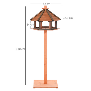 PawHut Wooden Bird Feeder Bird Table Bird House Playstand with Roof 130cm for Outside Use Brown - Giant Lobelia