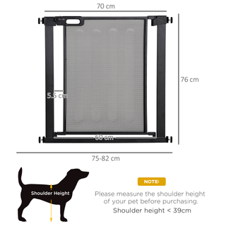 PawHut Pressure Fit Safety Gate for Doorways and Staircases, Dog Gate w/ Auto Closing Door, Pet Barrier for Hallways w/ Double Locking, Openings 75-82 cm - Black - Giant Lobelia