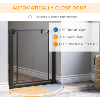 PawHut Pressure Fit Safety Gate for Doorways and Staircases, Dog Gate w/ Auto Closing Door, Pet Barrier for Hallways w/ Double Locking, Openings 75-82 cm - Black - Giant Lobelia