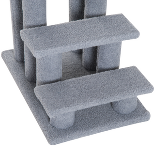 PawHut Dog Steps for Bed 4 Step Pet Stairs for Sofa Dog Cat Climb Ladder 63x43x60 cm Grey - Giant Lobelia