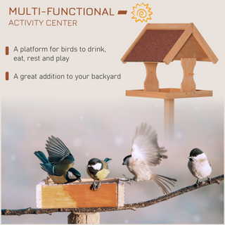 PawHut Wooden Bird Table Wild Bird Feeding Station Freestanding Feeder for Garden Outdoor 55 x 55 x 144cm - Giant Lobelia